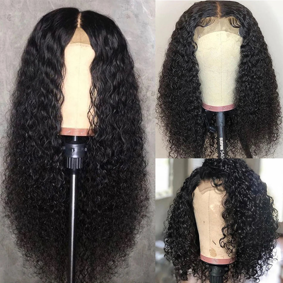 30 Inch Kinky Curly Lace Front Human Hair Wigs 13x4 Deep Wave Frontal Wig Transparent HD Lace Water Wigs Perruque Cheveux Humain