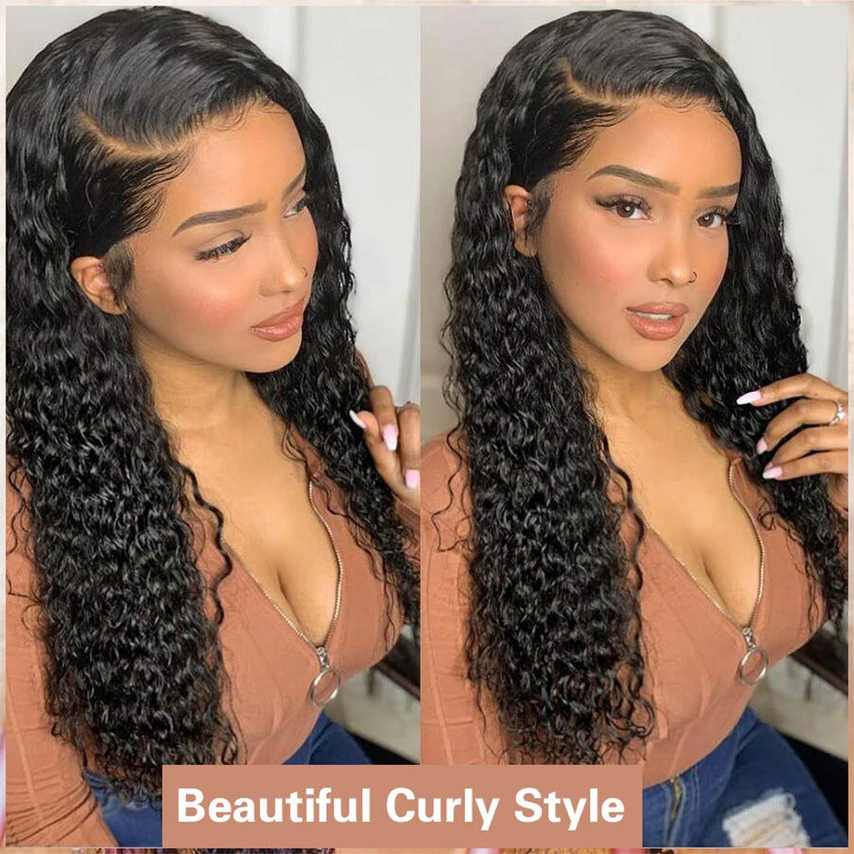 30 Inch Kinky Curly Lace Front Human Hair Wigs 13x4 Deep Wave Frontal Wig Transparent HD Lace Water Wigs Perruque Cheveux Humain