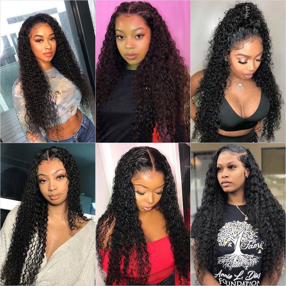 30 Inch Kinky Curly Lace Front Human Hair Wigs 13x4 Deep Wave Frontal Wig Transparent HD Lace Water Wigs Perruque Cheveux Humain