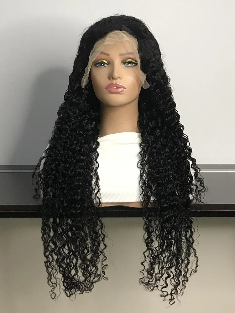 250 Density 13x6 HD Transparent Lace Front Human Hair Wigs For Women Curly Brazilian 30 40 Inch Deep Wave 13x4 Lace Frontal Wig